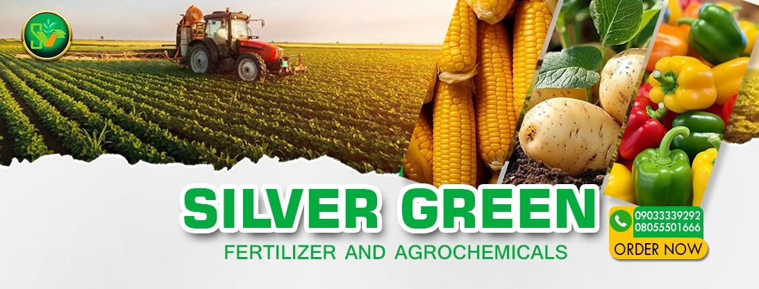 Farmland with tractor, corn, potato and bell peppers grown using Silver Green fertilizer